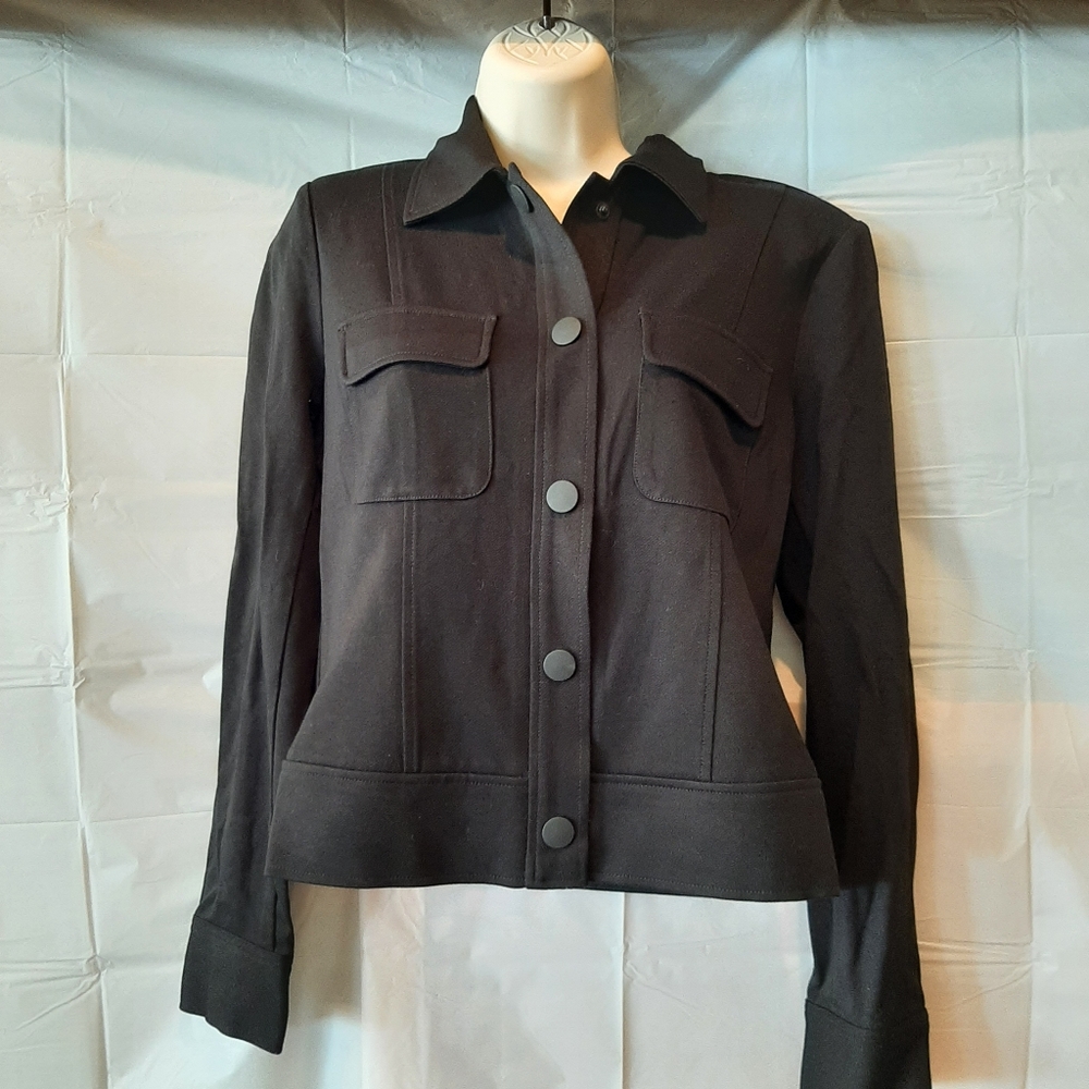 CAbi Black Button-Front Utility Jacket